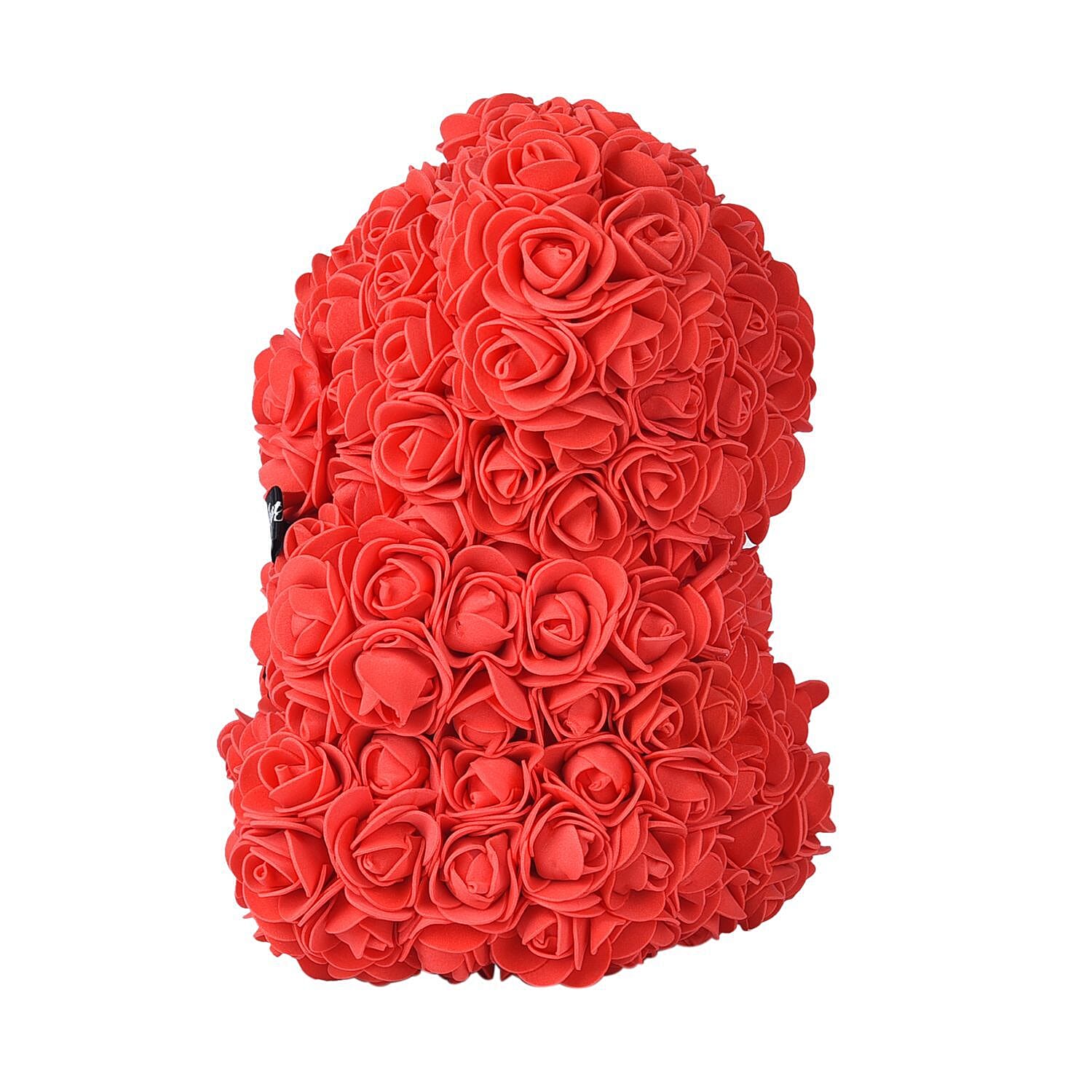 Handcrafted Rose Flower Bear with Bow - Pink