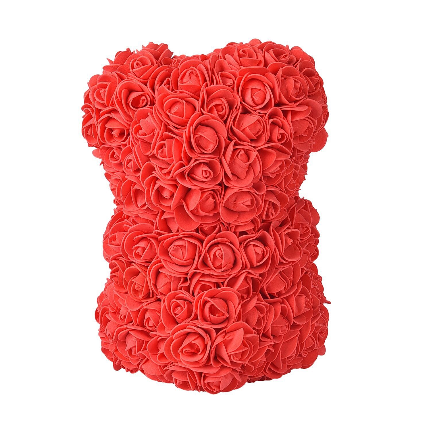 Handcrafted Rose Flower Bear with Bow - Pink