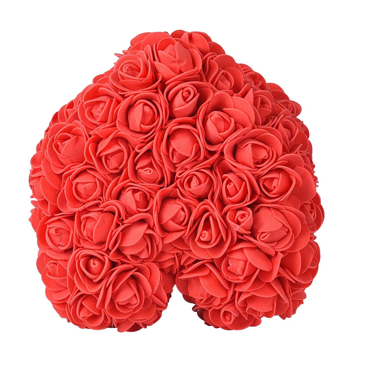 Handcrafted Rose Flower Bear with Bow - Pink