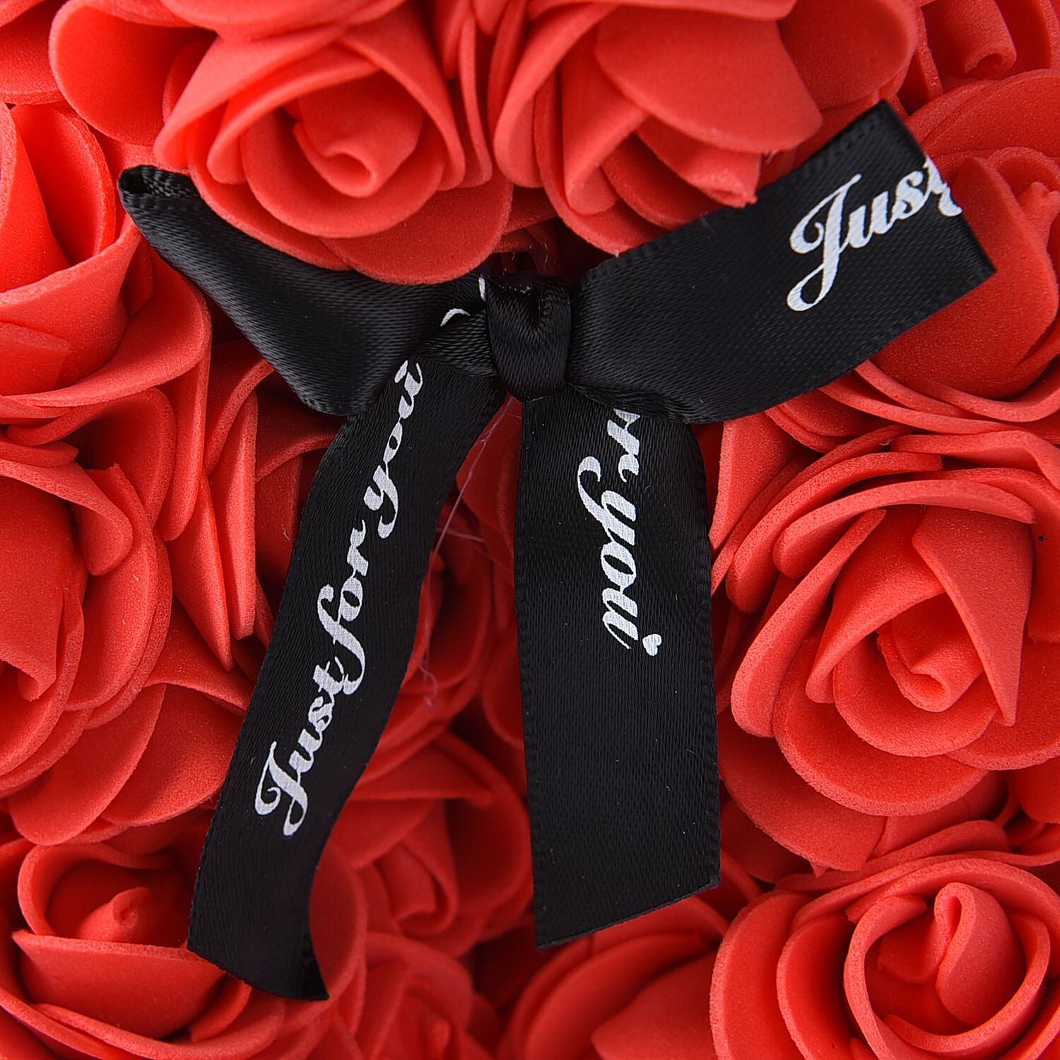 Handcrafted Rose Flower Bear with Bow - Pink