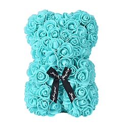 Handcrafted Rose Flower Bear with Bow - Pink