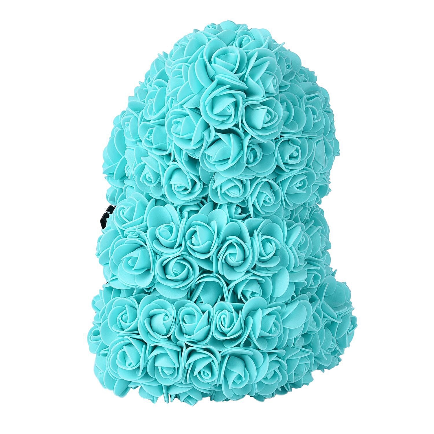 Handcrafted Rose Flower Bear with Bow - Pink