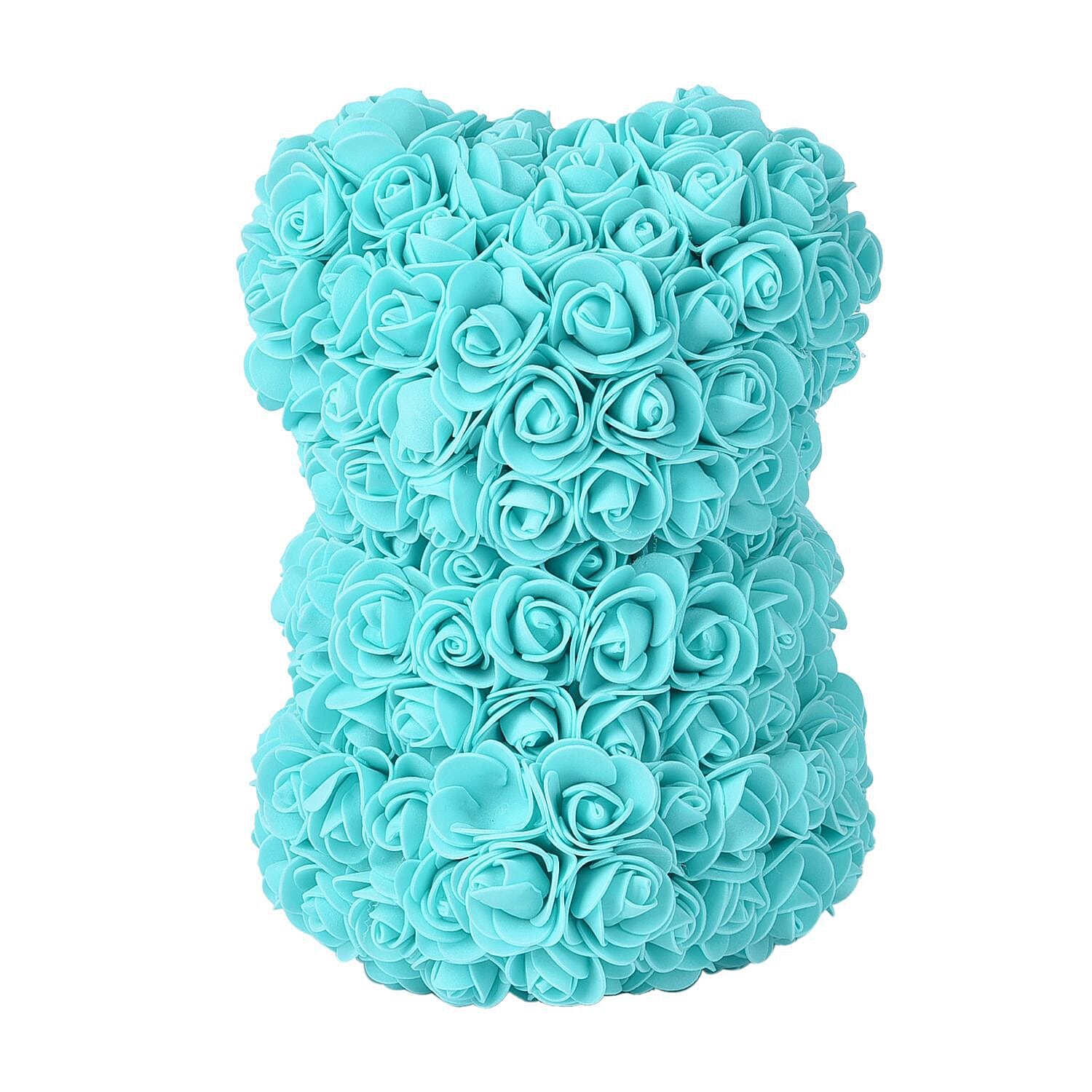 Handcrafted Rose Flower Bear with Bow - Pink