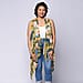 Leaf & Floral Print Sleeveless Kimono in Mustard and Green (Size 43x90cm)