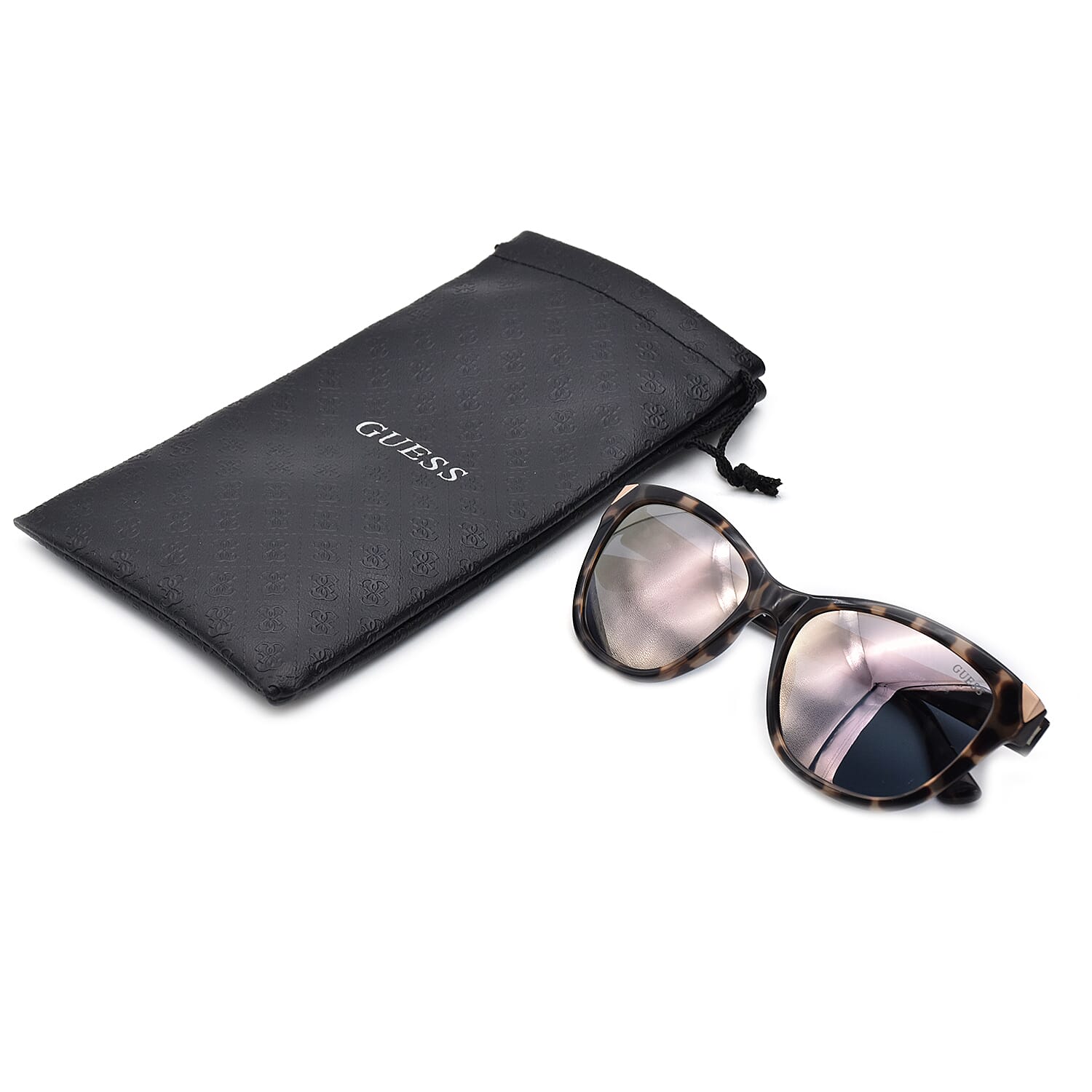 GUESS Square Black Tort Sunglasses with Mirror Lenses
