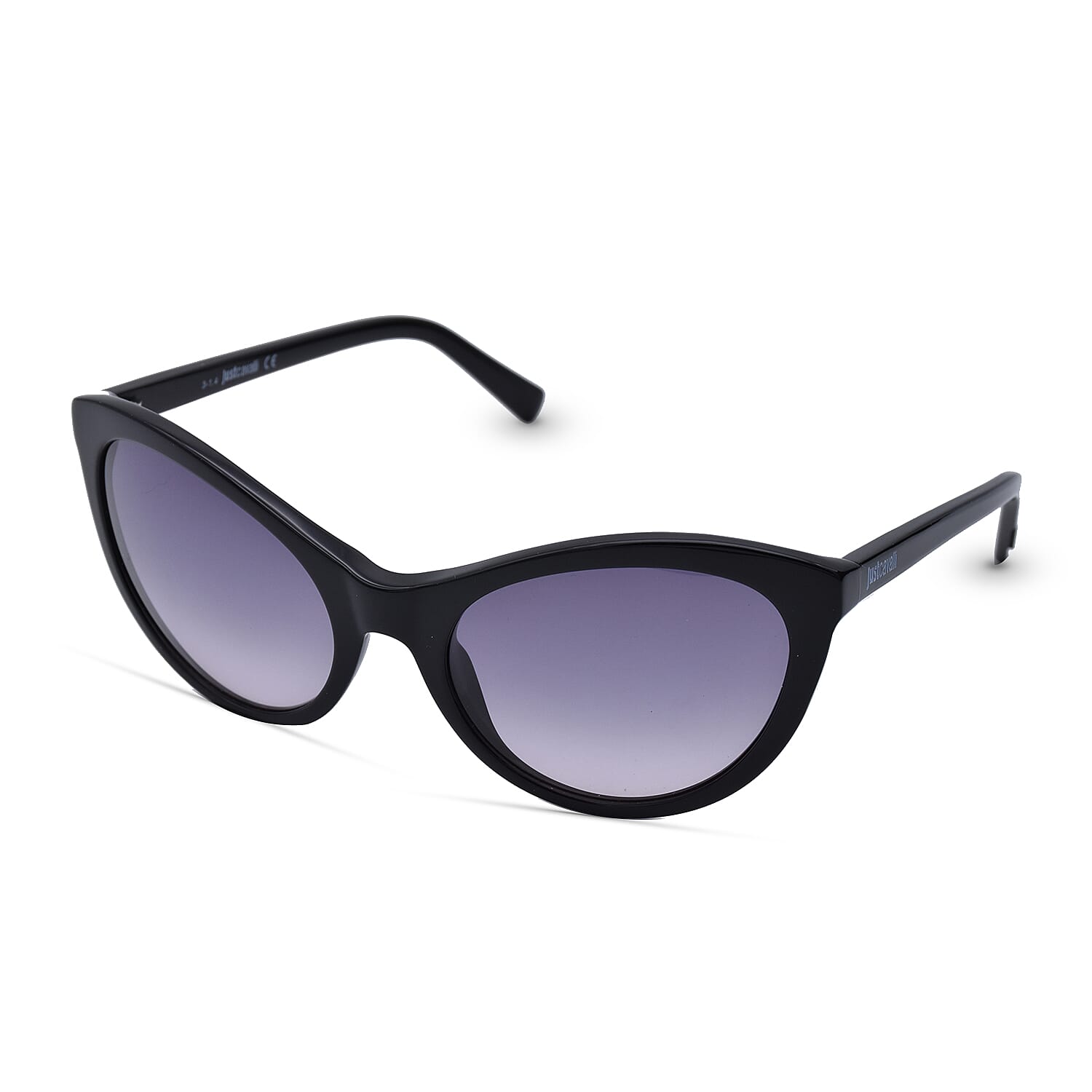 JUST CAVALLI Black Cat-Eye Sunglasses with Grey-Blue Lenses