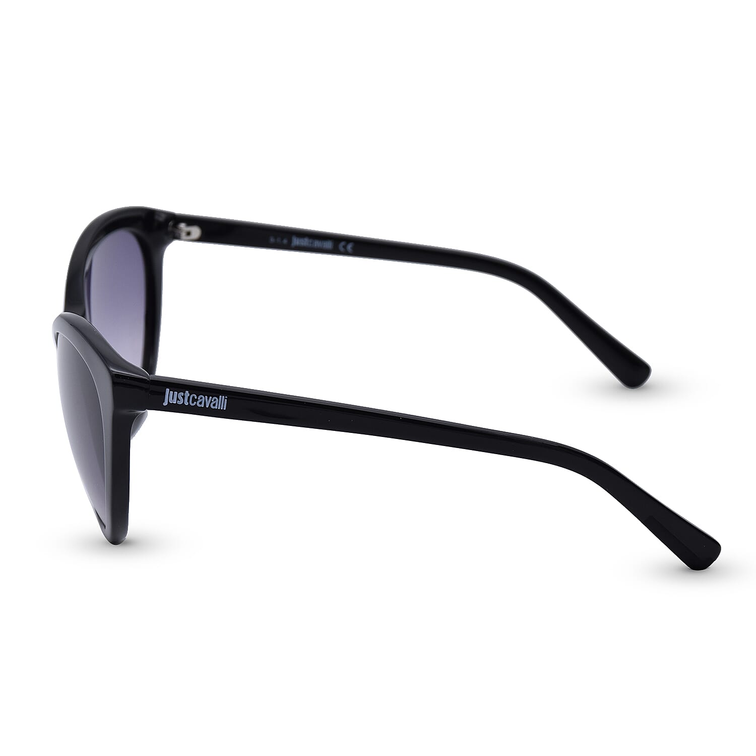 JUST CAVALLI Black Cat-Eye Sunglasses with Grey-Blue Lenses