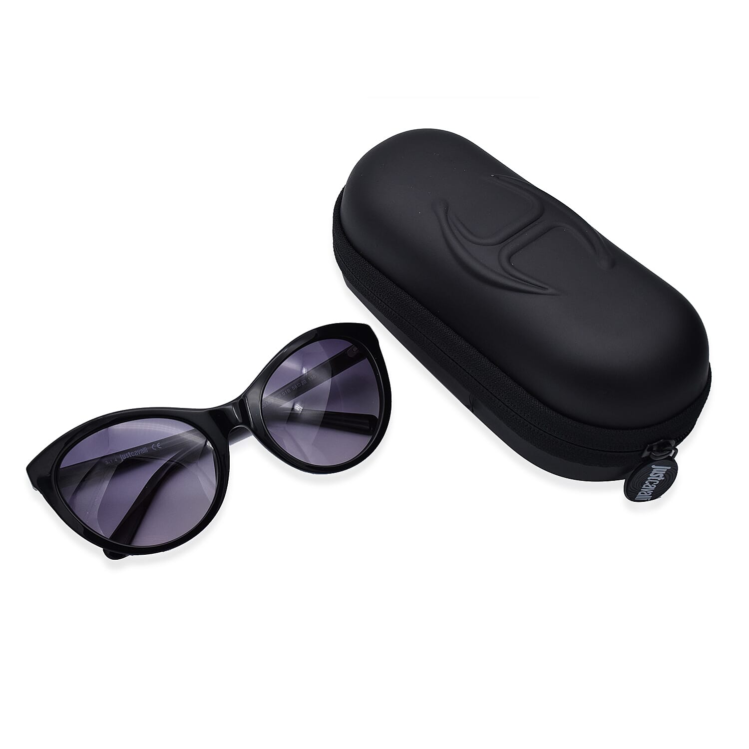 JUST CAVALLI Black Cat-Eye Sunglasses with Grey-Blue Lenses