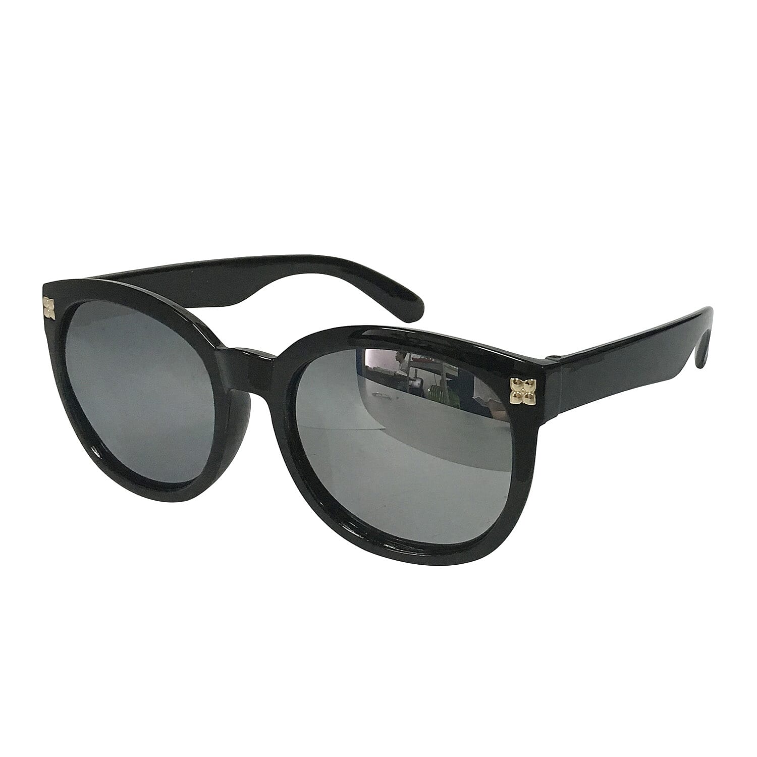 Eyecatcher Black Frame Sunglasses with Mirror Finish Lens