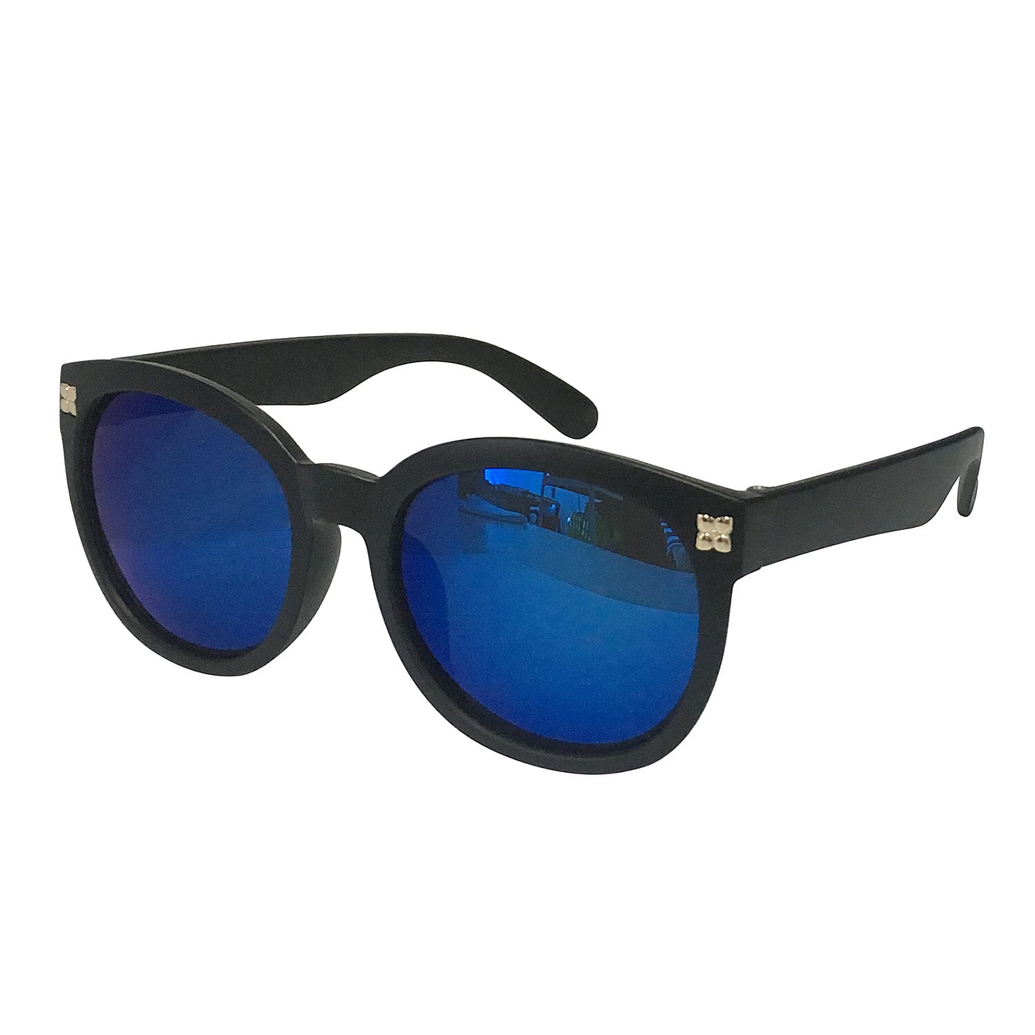 Eyecatcher Black Frame Sunglasses with Mirror Finish Lens