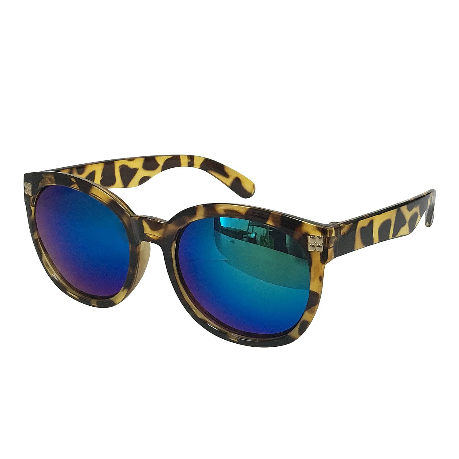 Eyecatcher Tortoise Shell Design Frame Sunglasses with Blue Mirror Finish Lens