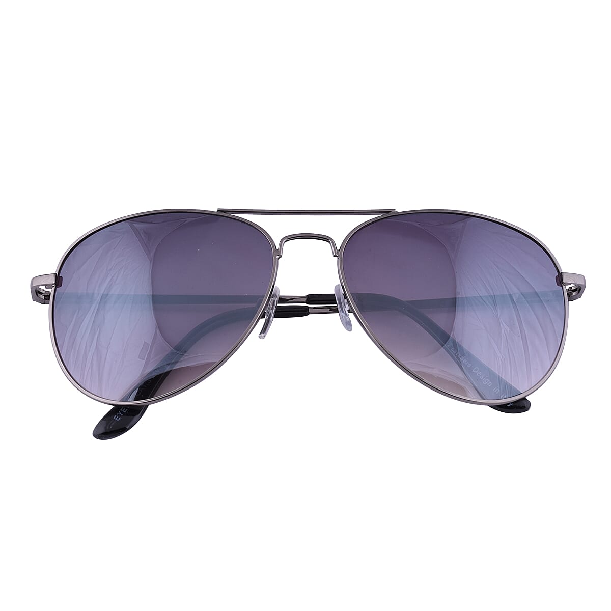 Eyecatcher Sunglasses in Silver Tone Frame and Blue Tint Lens