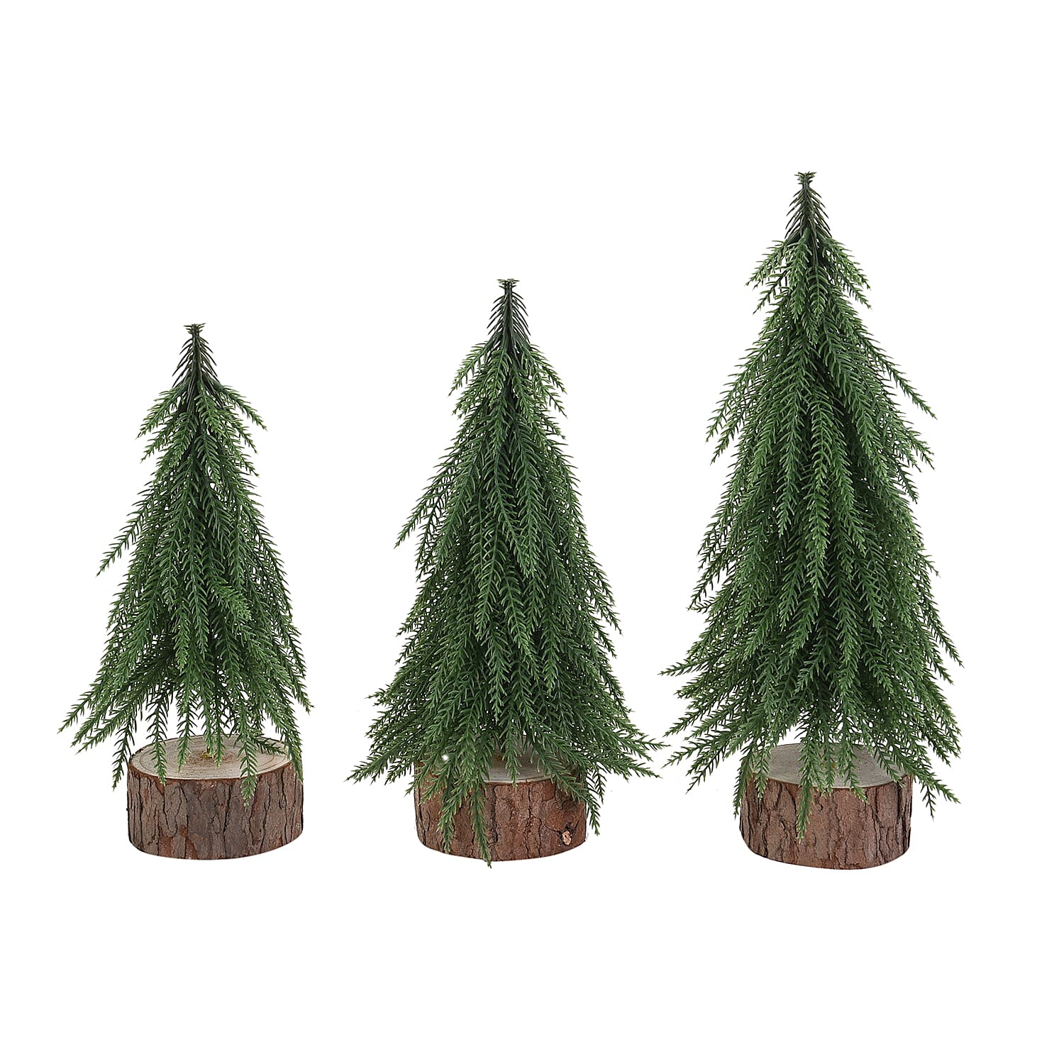 Set of 3 - Decorative Christmas Tree (Size 35, 30 & 25 Cm) - Green