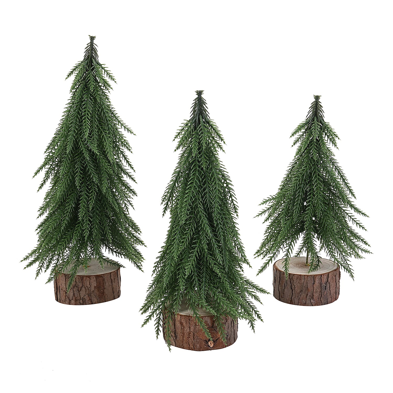 Set of 3 - Decorative Christmas Tree (Size 35, 30 & 25 Cm) - Green