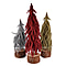 Set of 3 Decorative Christmas Tree - Red Silver and Golden 
