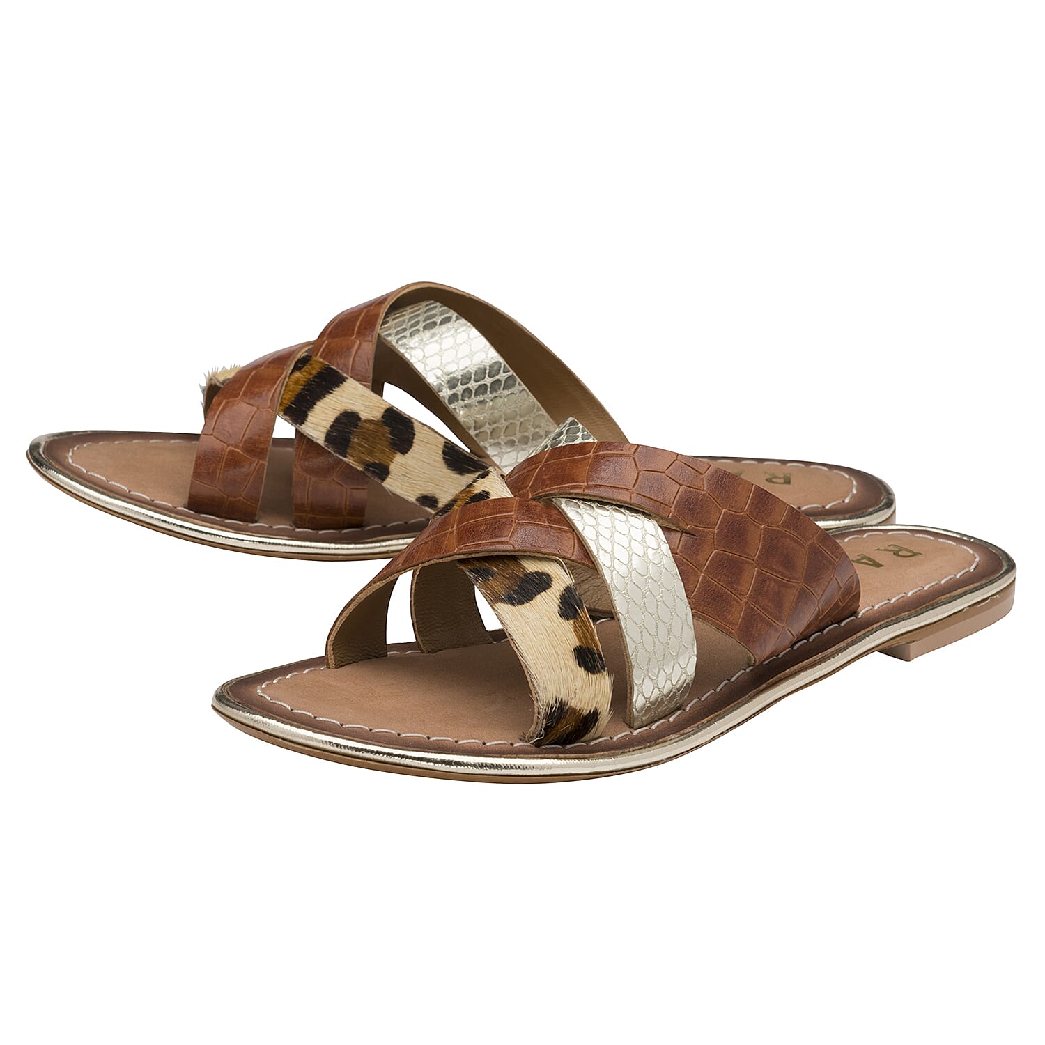 RAVEL Tan Heddon Leather Mule Sandals (Size 4)