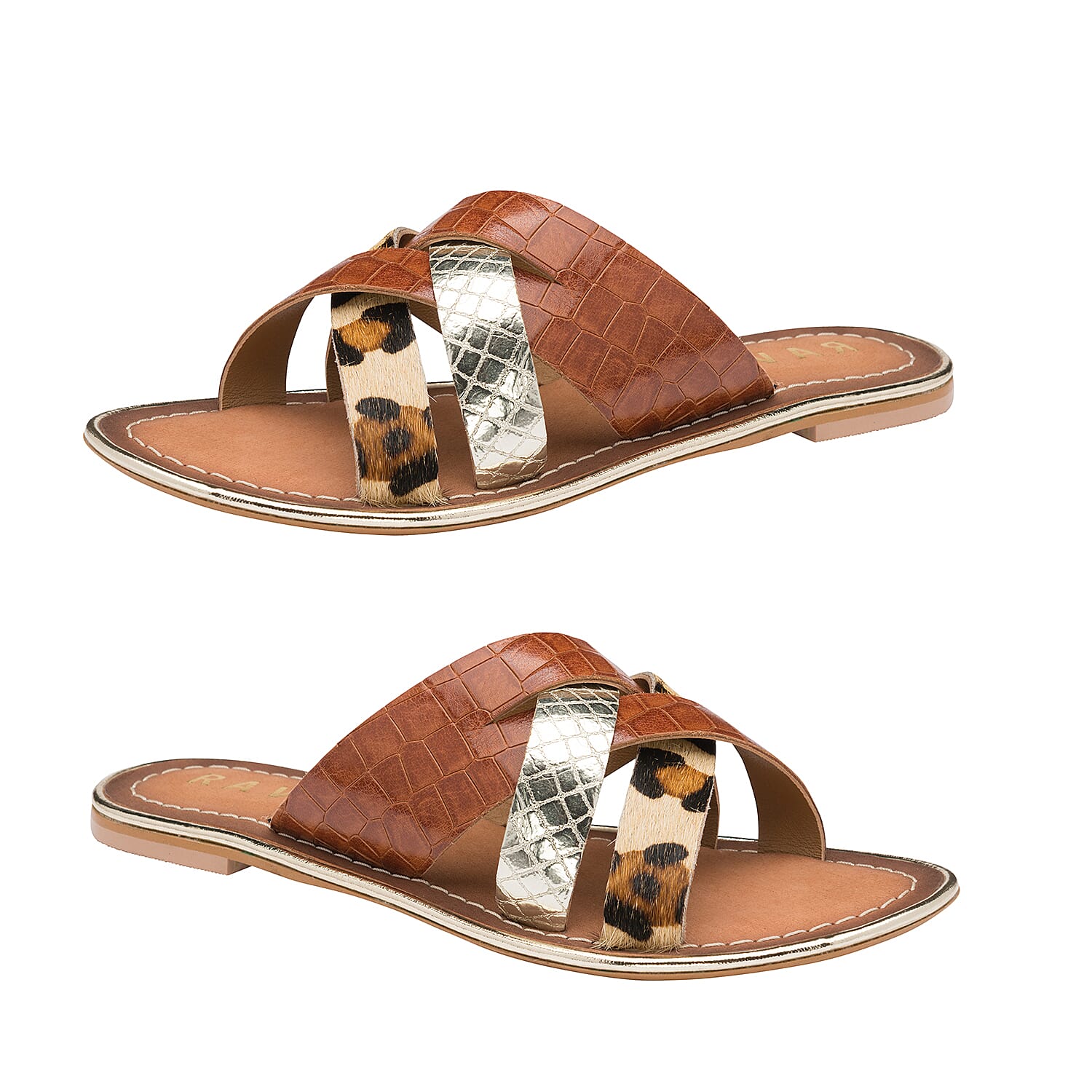 RAVEL Tan Heddon Leather Mule Sandals (Size 4)