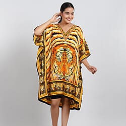 JOVIE Tropic Tiger Printed Short Kaftan - Blue & Multi