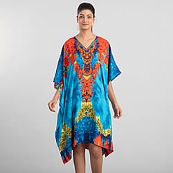 JOVIE Kaleidoscope Printed Short Kaftan - Blue & Multi