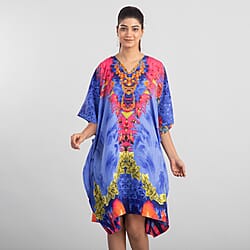 JOVIE Kaleidoscope Printed Short Kaftan - Blue & Multi