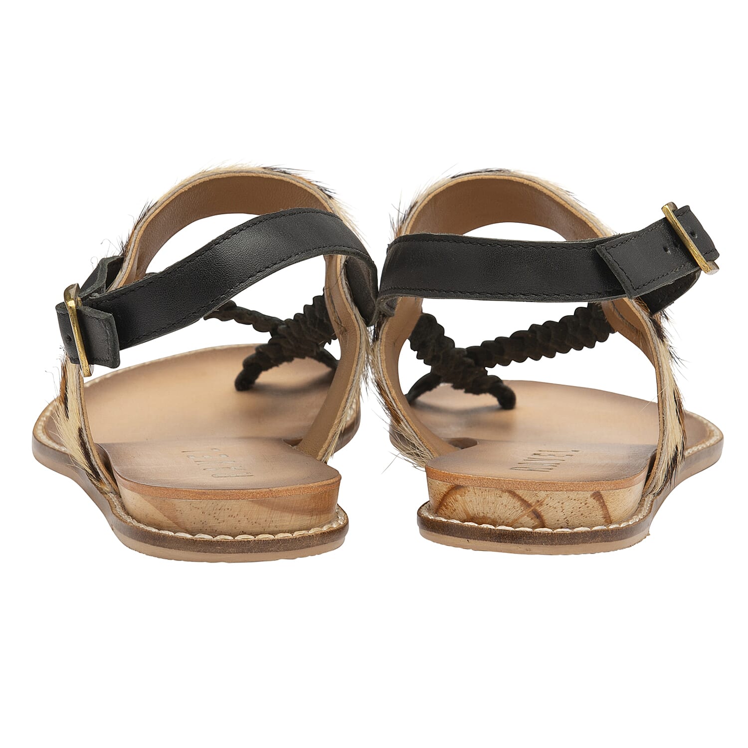 RAVEL Black & Leopard-Print Luna Flat Sandals