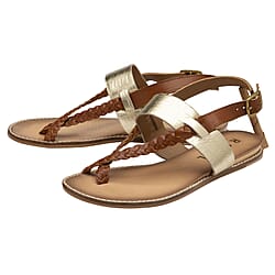 RAVEL Tan & Gold Croc-Print Luna Flat Sandals (Size 3)
