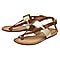 RAVEL Tan & Gold Croc-Print Luna Flat Sandals (Size 3)