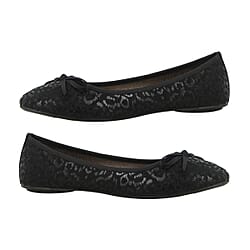 Black Ballerina Bow Tie Ballet Pumps (Size 4)