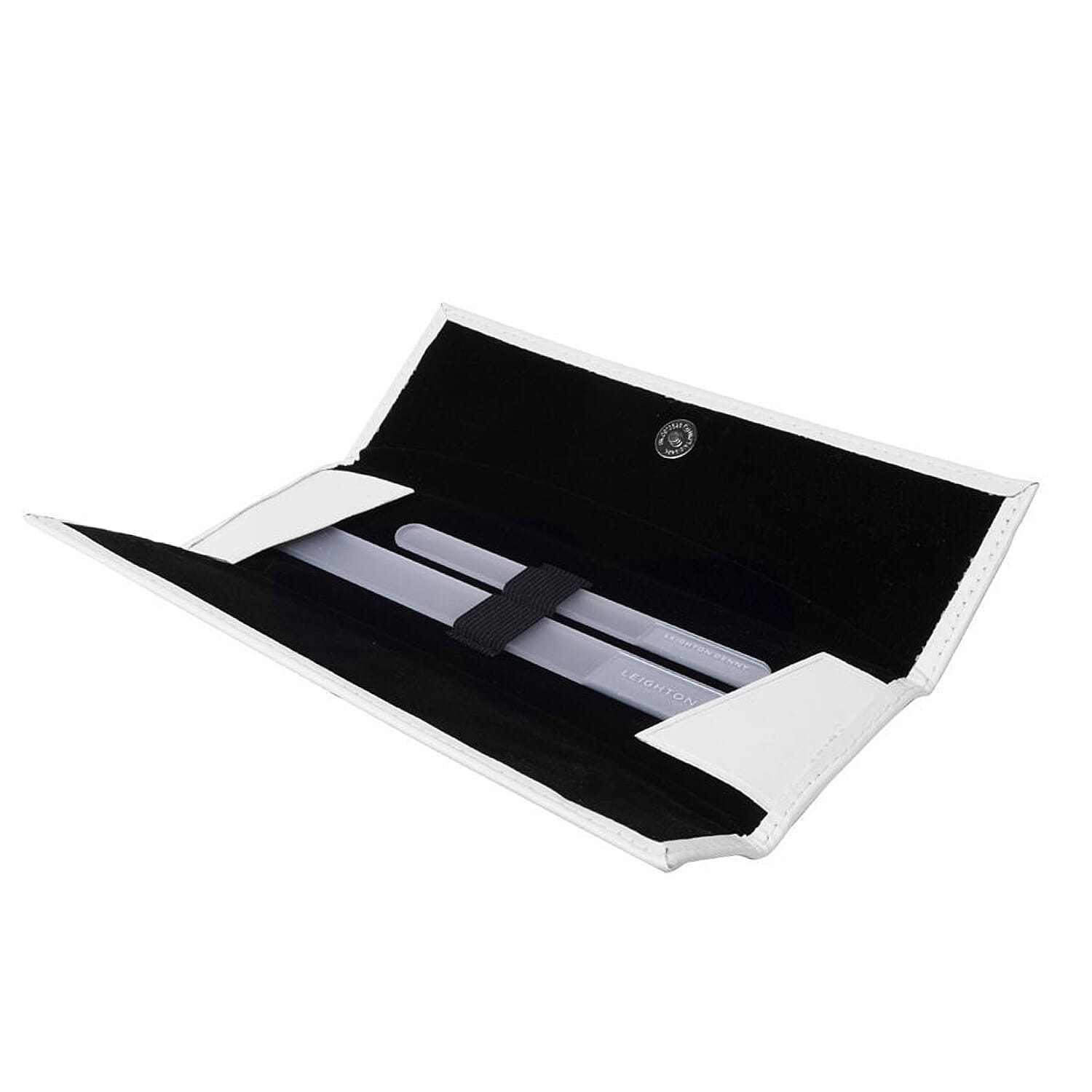 Leighton Denny- Crystal Nail File Duo (Incl.Small Crystal File -13.5cm, Large Crystal File - 19.5cm & Faux Leather wallet)