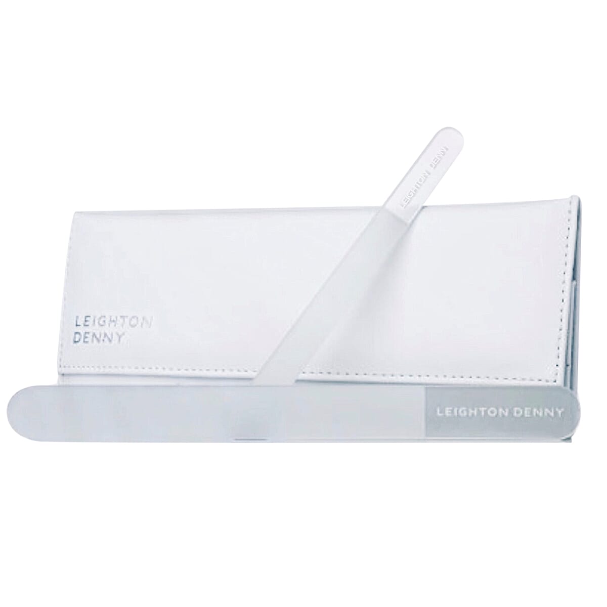 Leighton Denny- Crystal Nail File Duo (Incl.Small Crystal File -13.5cm, Large Crystal File - 19.5cm & Faux Leather wallet)