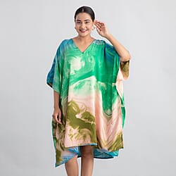 TAMSY Marble Printed Short Kaftan - Blue & Pink