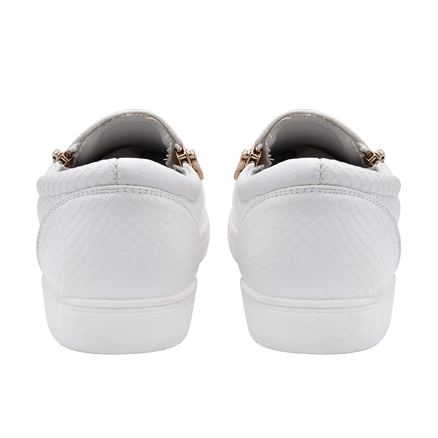 Black Croc Pattern Zipper Canvas Trainers 