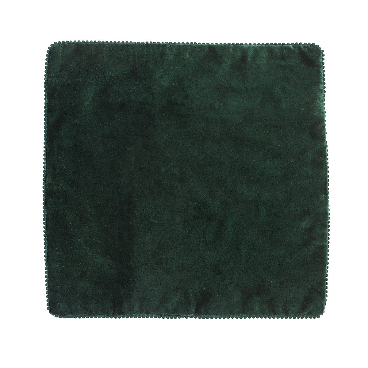 Set of 2 Solid Velvet Cushio Cover with Pom Poms (Size 45x45 Cm) Green