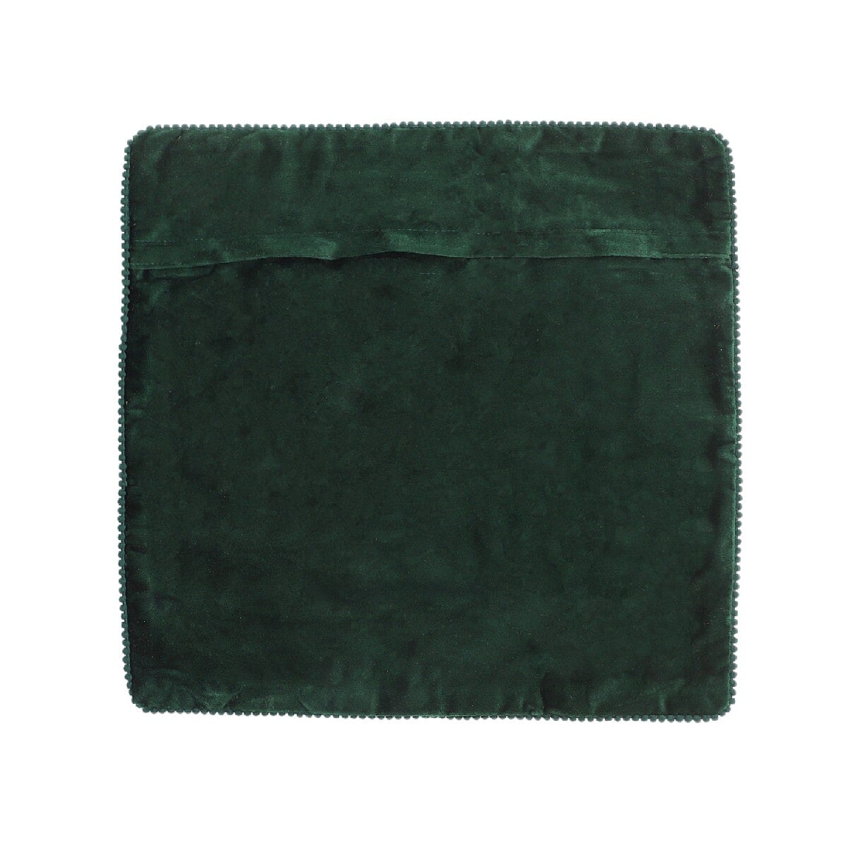 Set of 2 Solid Velvet Cushio Cover with Pom Poms (Size 45x45 Cm) Green