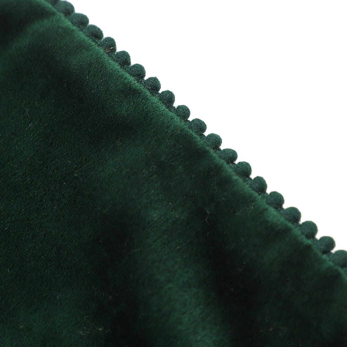 Set of 2 Solid Velvet Cushio Cover with Pom Poms (Size 45x45 Cm) Green