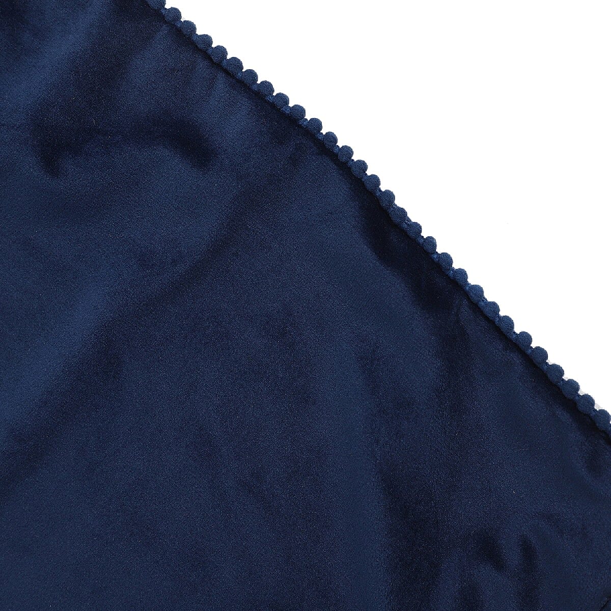 Set of 2 Solid Velvet Cushion Cover with Pom Pom (Size 45x45 Cm)  Light Navy Blue