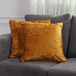 Set of 2 Solid Velvet Cushion Covers with Pom Poms