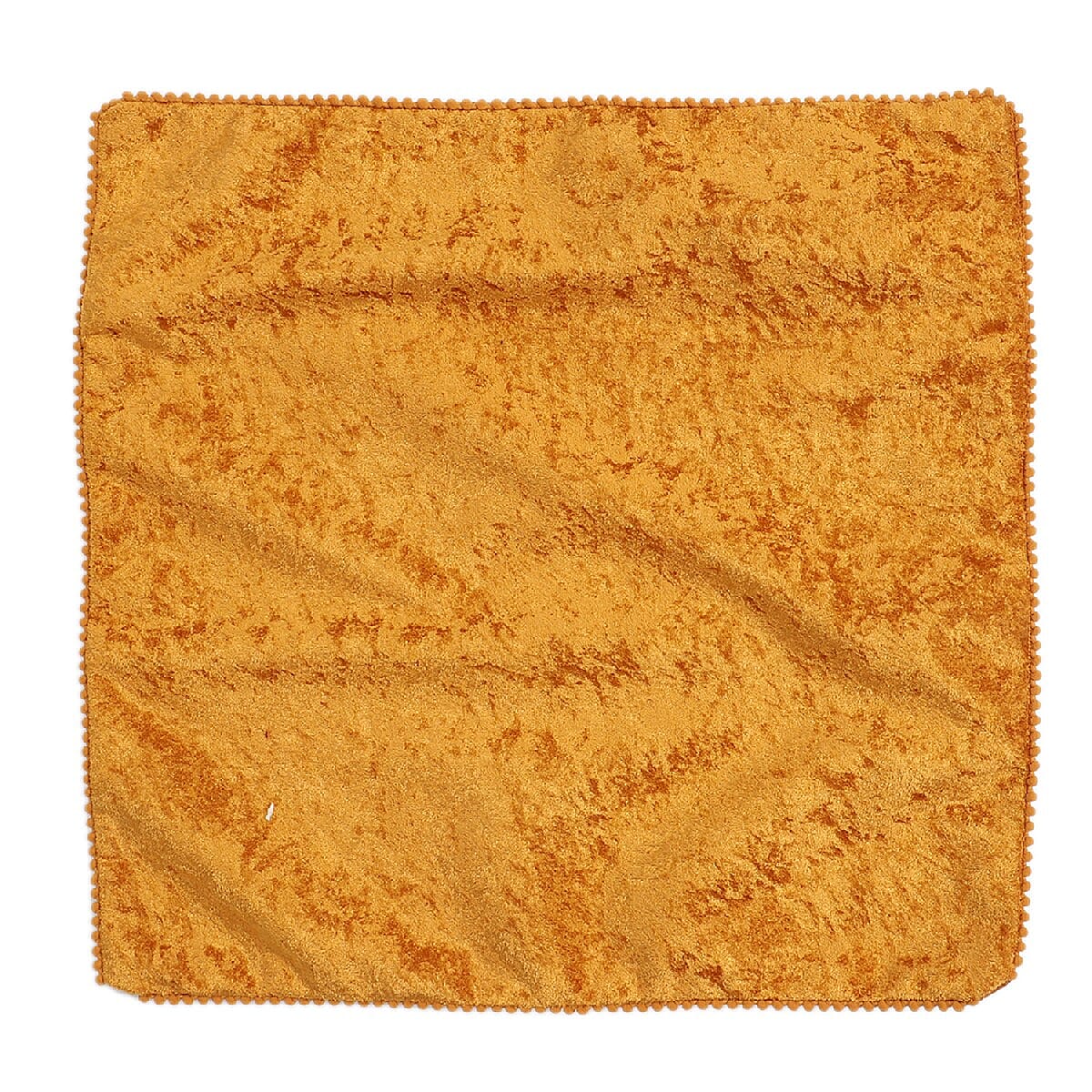 Set of 2 Solid Velvet Cushio Cover with Pom Pom (Size 45x45 Cm) Light Orange