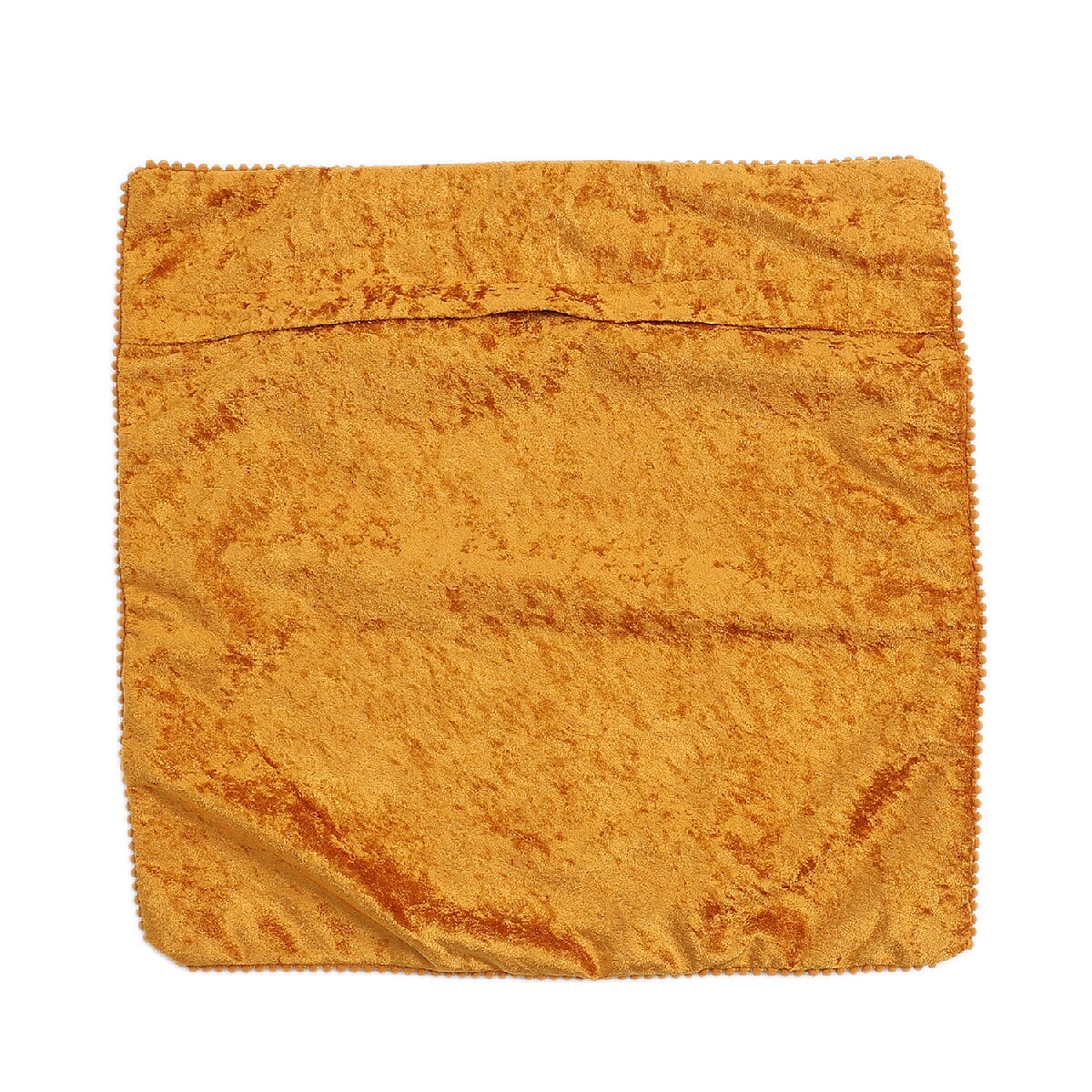 Set of 2 Solid Velvet Cushio Cover with Pom Pom (Size 45x45 Cm) Light Orange