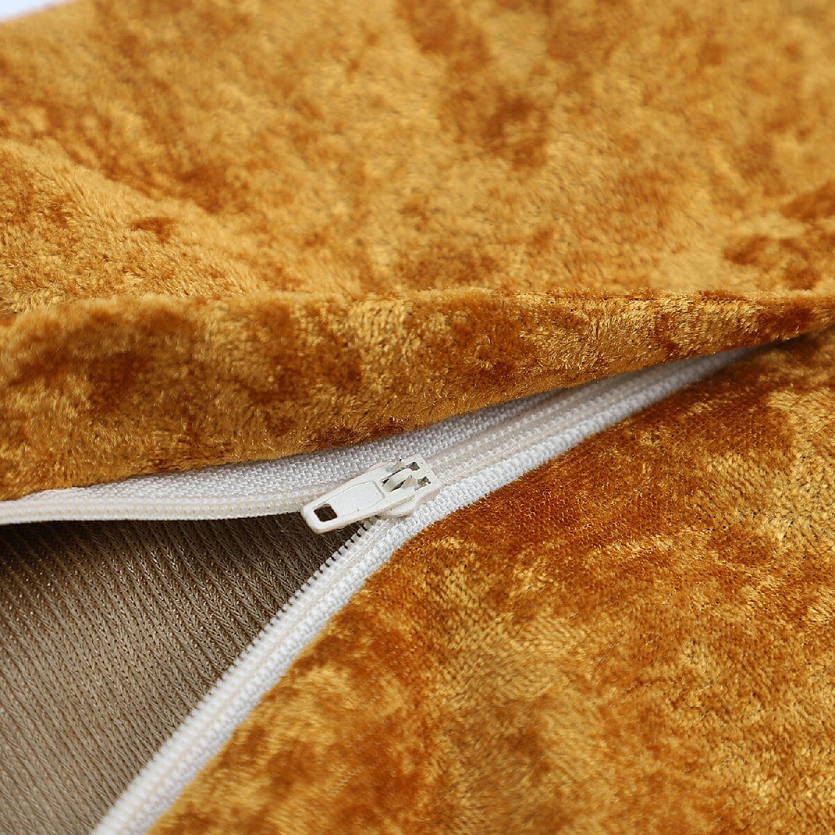 Set of 2 Solid Velvet Cushio Cover with Pom Pom (Size 45x45 Cm) Light Orange