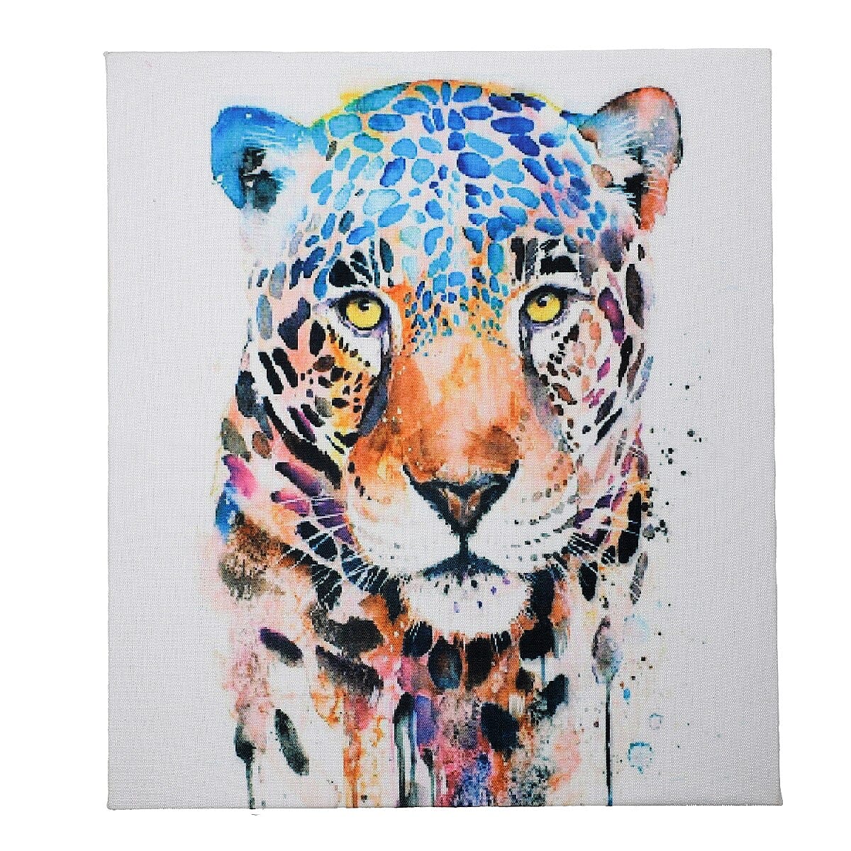 Wooden Framed Canvas Digital Leopard Print Wall Painting (Size 43.3x38cm) - Off White & Multi