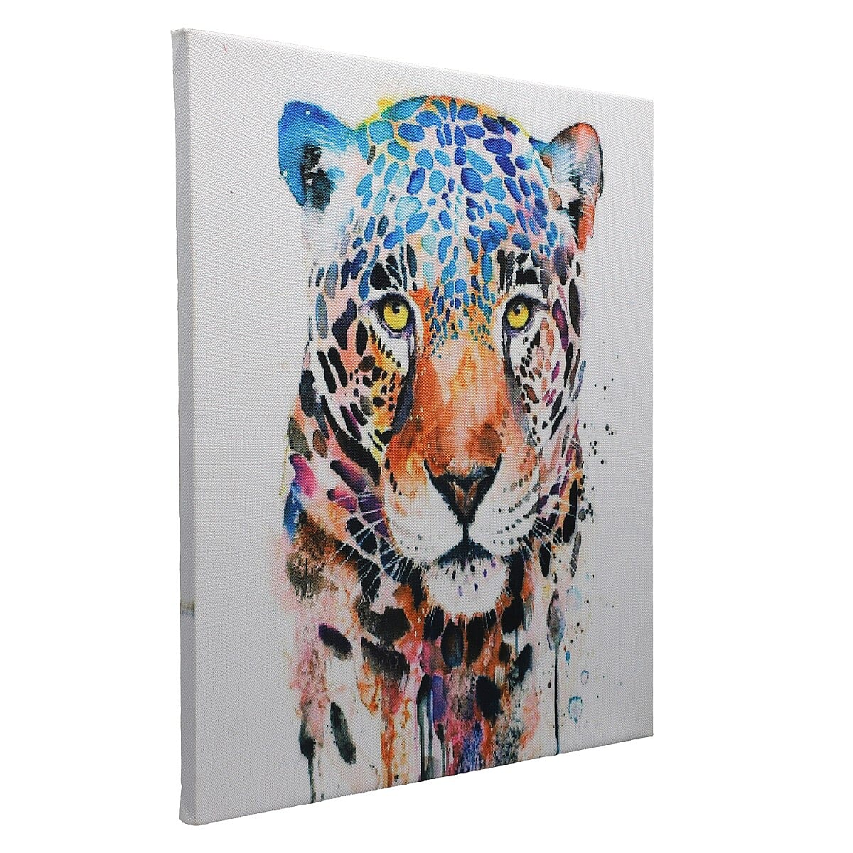 Wooden Framed Canvas Digital Leopard Print Wall Painting (Size 43.3x38cm) - Off White & Multi