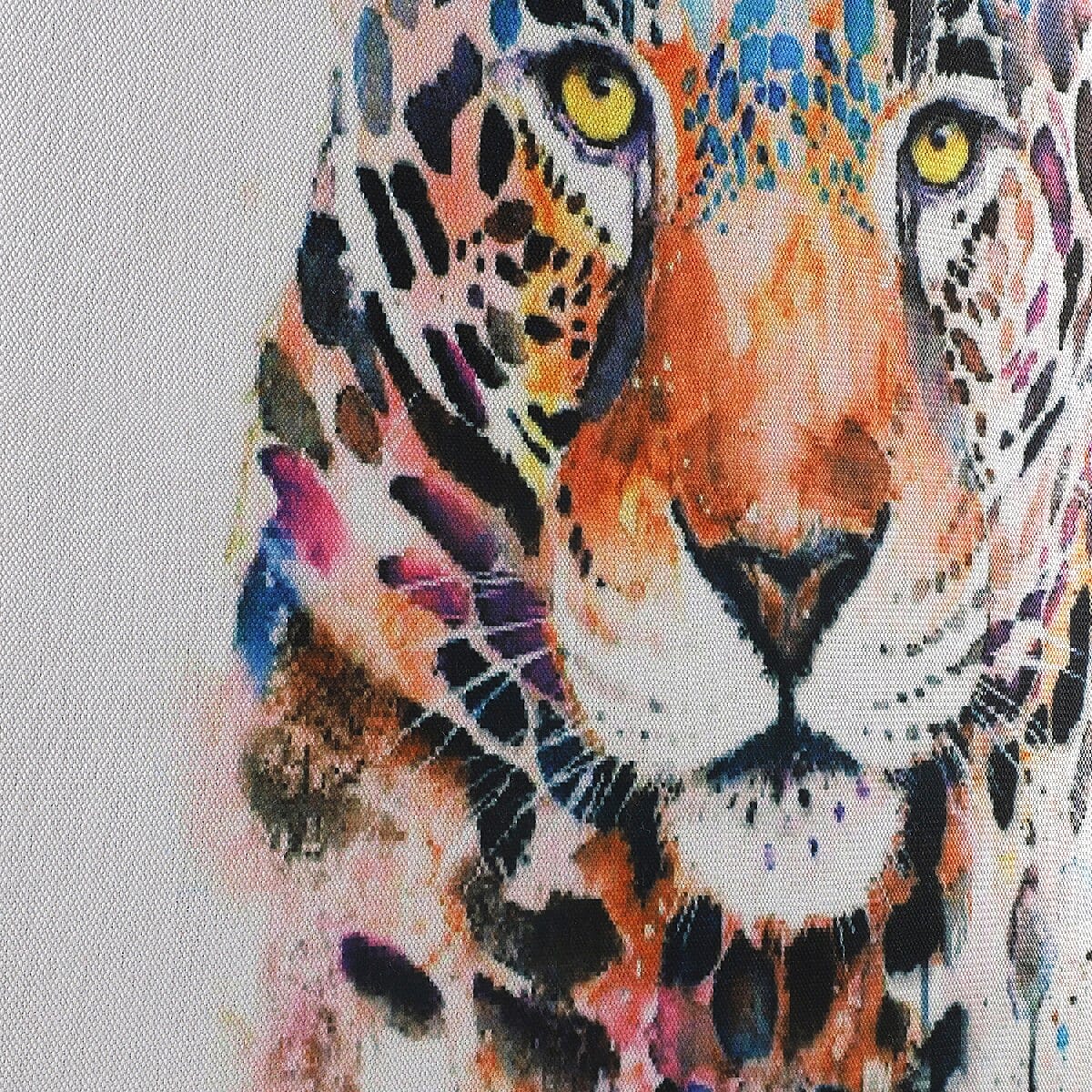 Wooden Framed Canvas Digital Leopard Print Wall Painting (Size 43.3x38cm) - Off White & Multi