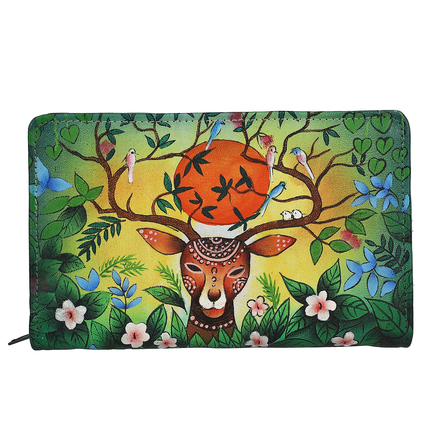 Portable Hand Printed Deer Mother Theme Jewellery Organiser - Black and Multi