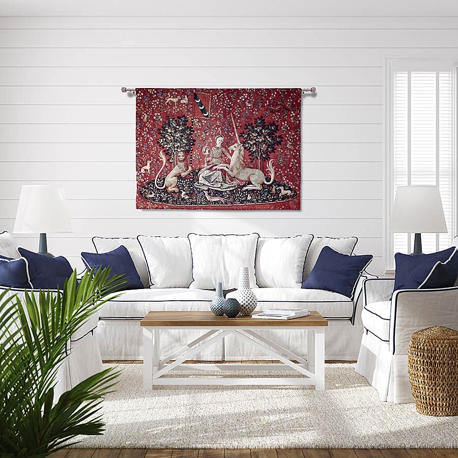 Signare Tapestry - 100% Cotton Wall Hanging - Lady & Unicorn Sense of Sight