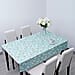 100% Waterproof PVC Table Cloth with Floral Pattern (Size 140x137cm) - Pastel Green & White