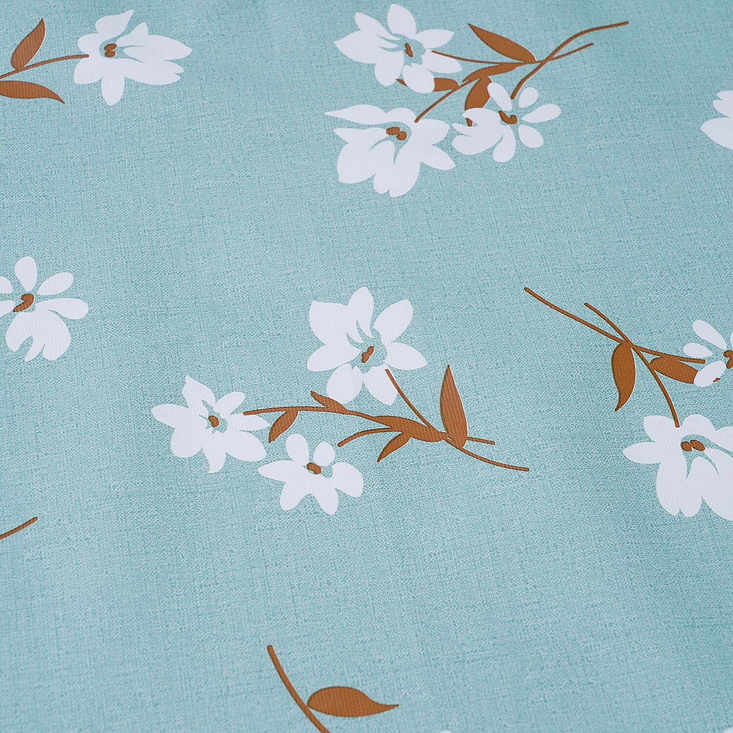 100% Waterproof PVC Table Cloth with Floral Pattern (Size 140x137cm) - Pastel Green & White