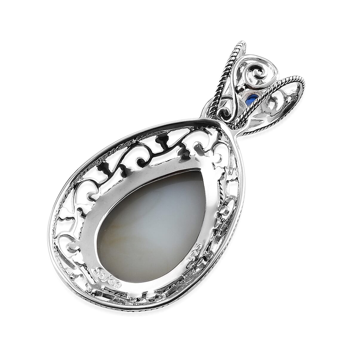 Sajen Silver CULTURAL FLAIR Collection- Agate and Doublet Quartz Pendant in Sterling Silver 24.08 Ct.
