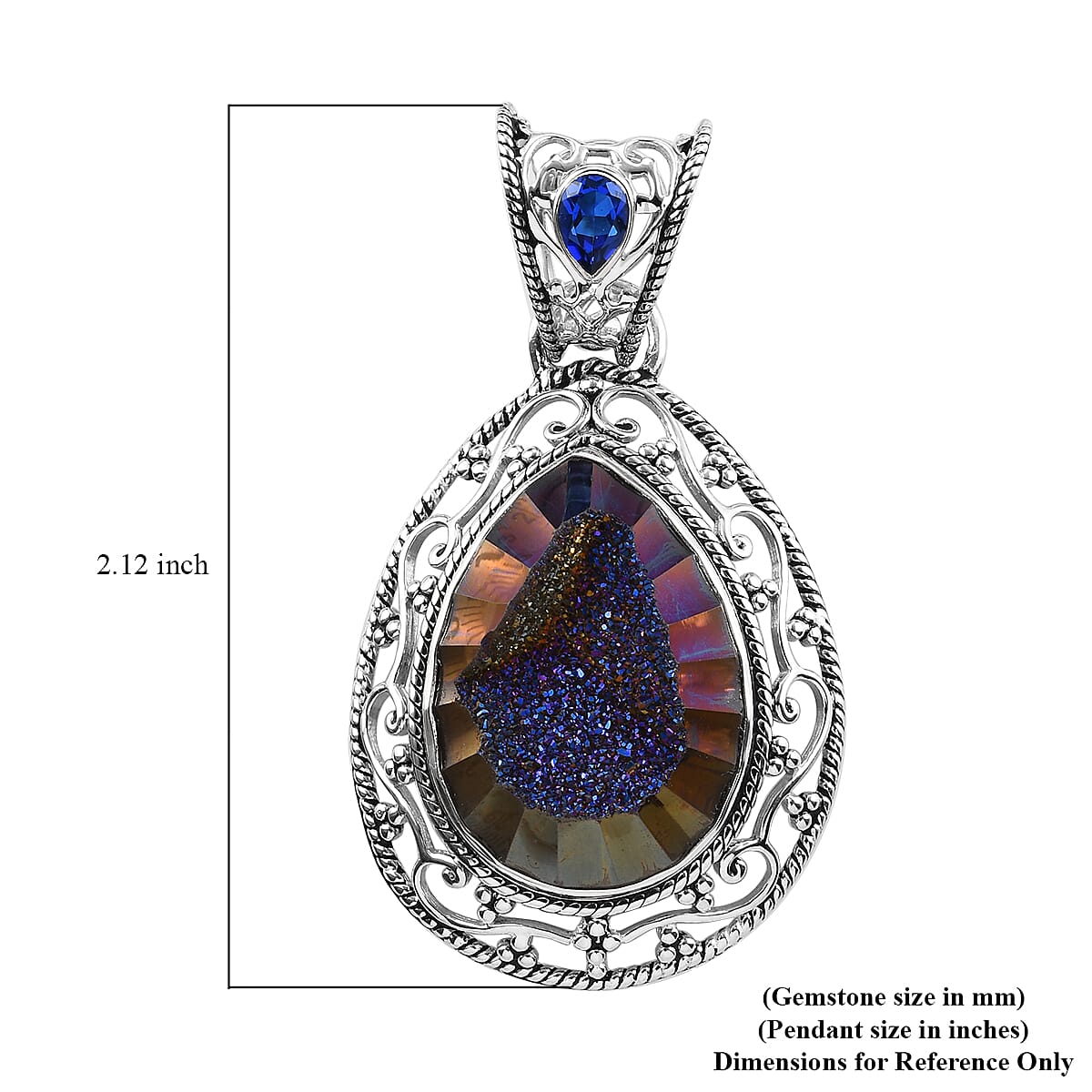 Sajen Silver CULTURAL FLAIR Collection- Agate and Doublet Quartz Pendant in Sterling Silver 24.08 Ct.