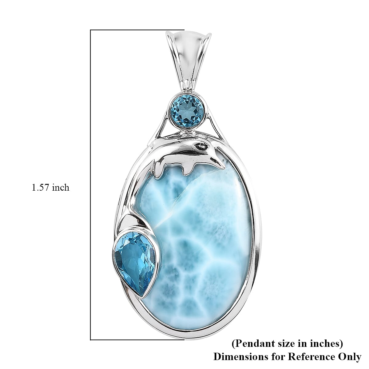Sajen Silver NATURES JOY Collection - Larimar and Doublet Blue Quartz Pendant in Platinum Overlay Sterling Silver 20.58 Ct.